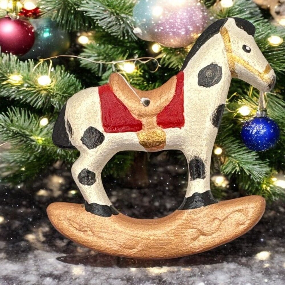 Vintage Rocking Horse Christmas Tree Ornament Hand-Painted Appaloosa